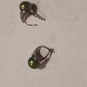Sterling silver green pearl earrings
